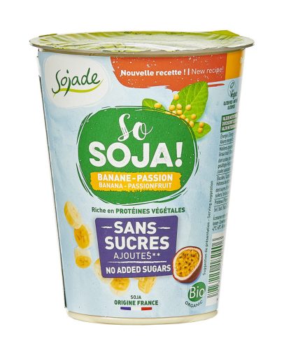 Sojade organic soyaproduct banana-passionfruit -added sugar free 400g