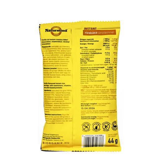 Naturmind gf. instant rice porridge vanilla with protein 44g