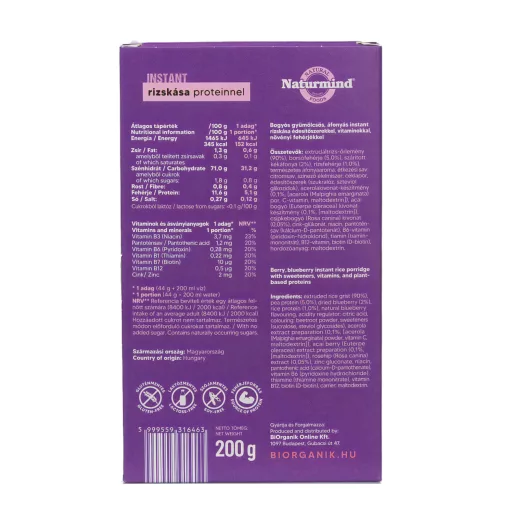 Naturmind gf. instant rice porridge berry, blueberry with protein 200g