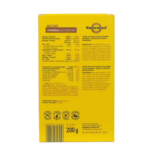Naturmind gf. instant rice porridge vanilla flavoured 200g