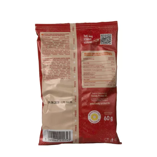 Foody Free intense lentil chips with maple syrup-bacon flavor